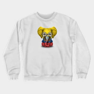 Baby Elephant with Glasses and Ecuadorian Flag Crewneck Sweatshirt